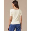 INSPIRE CHIC Women's Short Sleeves Asymmetrical Neck Ruched Going Out Crop Basic Blouses - 3 of 4