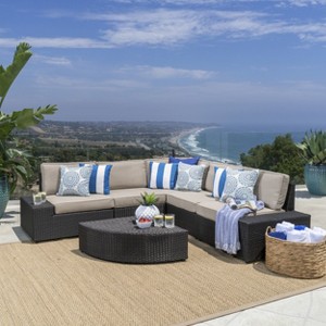 GDFStudio Felicity 6-Piece Outdoor Wicker Sectional Conversation Set with Cushions - 1 of 4
