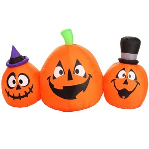 HalloweenCostumes.com  4' Inflatable 3-Pumpkins Lawn Decoration, Black/Purple/Orange - 1 of 4