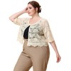 Agnes Orinda Women's Plus Size Round Neck Sheer 3/4 Sleeve Lace Elegant Cardigans - 3 of 4
