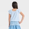 Girls' Short Sleeve Crepe Knit 'Shells' Top - Cat & Jack™ Cream - 2 of 3