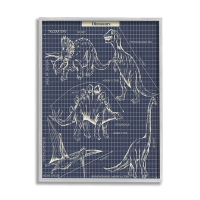 Stupell Industries Vintage Dinosaur Blueprints Dino Fact Graph