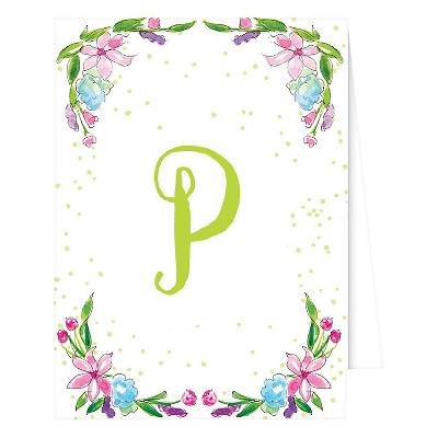 10ct RosanneBECK Collections White Note Cards - Floral Crest Monogram - P