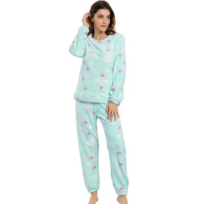 Women Winter Flannel Pajama Sets Cute Printed Long Sleeve Nightwear Top And  Pants Loungewear Soft Sleepwear Heart Printed Blue Xx Large : Target