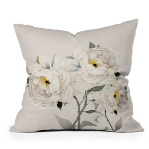 Nadja Peonies Outdoor Throw Pillow White - Deny Designs - 1 of 3