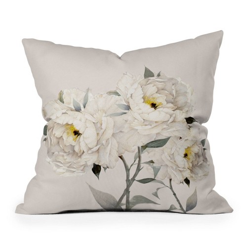 Nadja Peonies Outdoor Throw Pillow White - Deny Designs - image 1 of 3