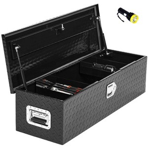 39 Inch Heavy Duty Aluminum Truck Bed Tool Box with Sliding Shelf, Diamond Plate, Side Handle - 1 of 4