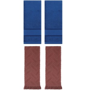 REGALWOVEN 4 Pcs Bathroom Decorative Cotton Soft Absorbent Sold Striped Hand Towel - 1 of 4