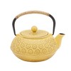 Juvale 3 Piece Set Yellow Japanese Cast Iron Teapot, Floral Tetsubin with Infuser and Trivet, 27 oz - 3 of 4