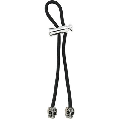 Pulleez Silver Skull Metal Charms on a Black Elastic Hair Tie, 1 each