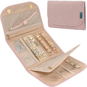 PAVILIA Travel Jewelry Case Organizer, Foldable Roll Bag, Small Pouch Wallet for Earrings Rings Necklaces Bracelets Packing Accessories - 1 of 4