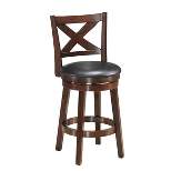 Costway Swivel Stool 24'' Counter Height X-Back Upholstered Dining Chair Kitchen Espresso