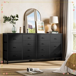 63" Dresser with 14 Fabric Drawers, Wide Dresser TV Stand with Built-in USB Ports - 1 of 4