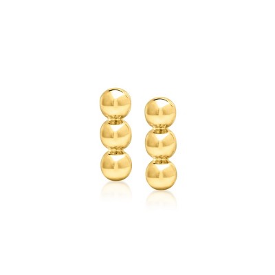RS Pure by Ross-Simons 18kt Gold Vermeil Beaded Bar Stud Earrings
