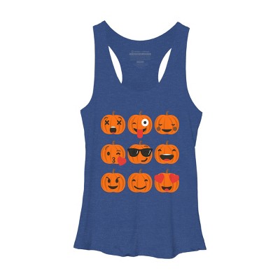 Women's Design By Humans Halloween Pumpkins Emoji By honeytree Racerback Tank Top
