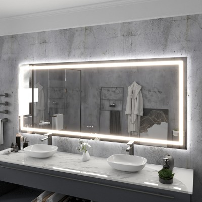 LED Front Light and Backlit Mirror for Bathroom,Anti-Fog, 3 mode Illumination,Vertical & Horizontal Mount