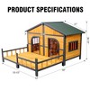 Wooden Dog House Outdoor Indoor, Double Dog Kennel Pet House with Window, Weatherproof Dog Houses with Porch, Double Room, Openable Asphalt Roof - 2 of 4
