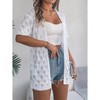 Women 2025 Lightweight Crochet Cardigan Short Sleeve Open Front Knit Sweater Summer Hollow Out Crochet Cover Up - 3 of 4