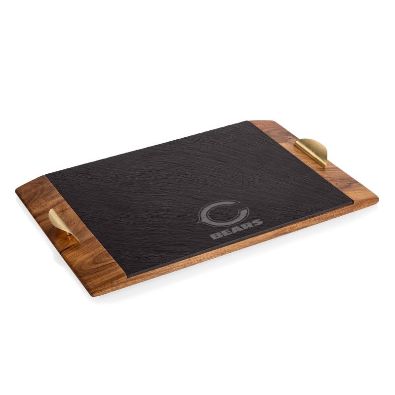 NFL Chicago Bears Covina Acacia Wood and Slate Black with Gold Accents Serving Tray, 3 of 6