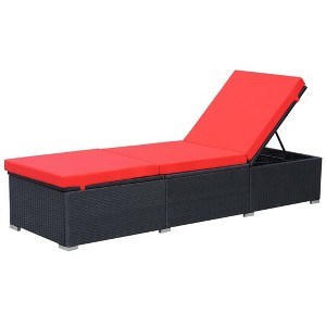 vidaXL Sun Lounger with Cushion Poly Rattan Black - 1 of 4
