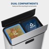 14.8 Gallon / 50L Kitchen Trash Can with Wing Lid, 2 x 7.4Gal Dual Compartments Slim Stainless Steel Garbage Can - 2 of 4