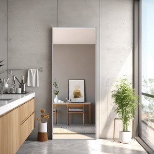 Wooakway Black/Gold/Silver Metal Full Length Mirrors Accent Wall Mirror Freestand Mirror with Bracket - 1 of 4