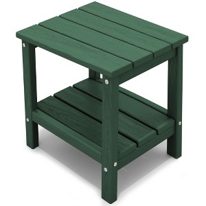 Hyleory Double-Tier Patio Adirondack Side Table, Outdoor HDPE Square End Table - 1 of 4