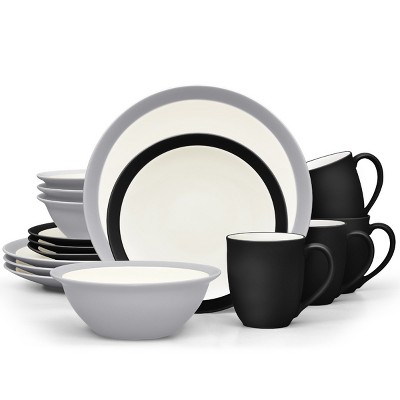 Noritake Colorwave Slate + Graphite 16-Piece Curve Dinnerware Set in Mixed Slate and Graphite, Service for 4