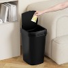 Aoibox 3 Pack Slim Trash Can with Lid, 2.6 Gallon Pop-Up Garbage Bin, Plastic Wastebasket for Bathroom, Bedroom, Office, Kitchen, Toilet (Matte Black) - 2 of 4