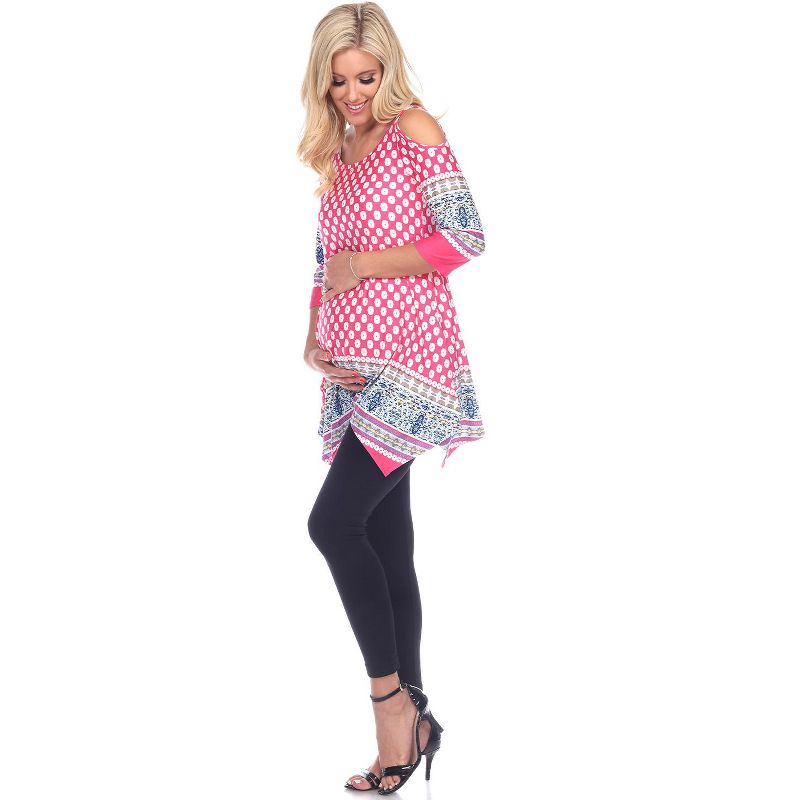 Maternity Printed Cold Shoulder Tunic - White Mark, 2 of 4