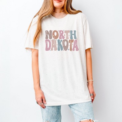 Simply Sage Market Bubble Letter North Dakota Colorful Short Sleeve Tee