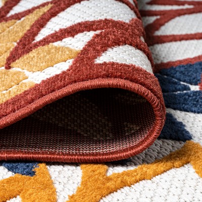 Minori Cream Red Blue Floral Synthetic Indoor Outdoor Rug