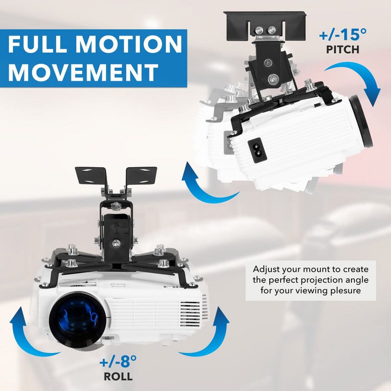 Mount-It! Full Motion Projector Mount with Universal LCD/DLP Mounting For Epson, Optoma, Benq, ViewSonic Projectors | 44 Lbs. Load Capacity | White, 5 of 8
