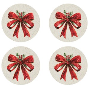 Avanti Linens Christmas Ribbon Set of 4 Round Placemats - 1 of 3