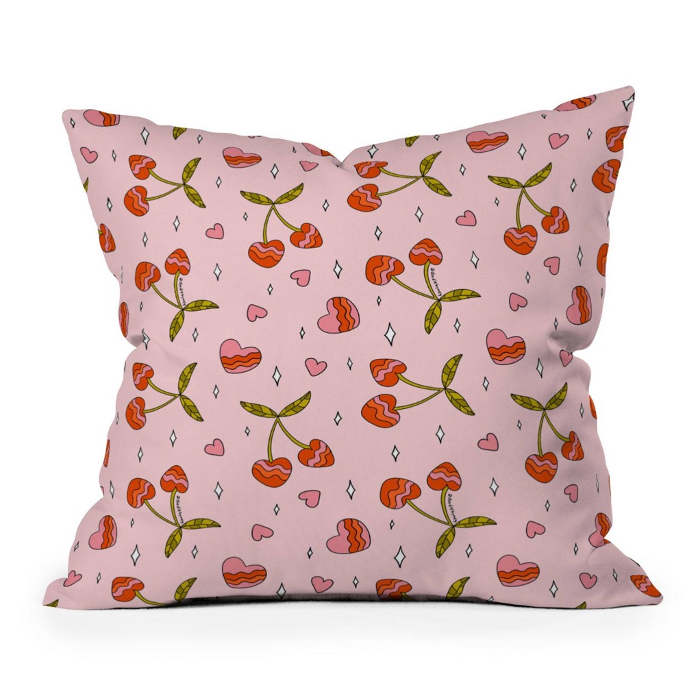 Photos - Pillow Deny Designs 16"x16" Doodle By Meg Vintage Cherry Print Square Indoor Throw 