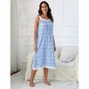 Nightgowns for Women Soft Sleeveless Long NightDress Button Square Neck Lace Sleepwear Comfy Pajama Dress Nightwear - 2 of 4