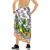HAPPY BAY Men's Hawaiian Lava Lava Beach Sarong Wrap Beachwear Cover-Up Summer Long Swimwear Vacation Cover Up For Men One Size Gray, flamingo - 3 of 4