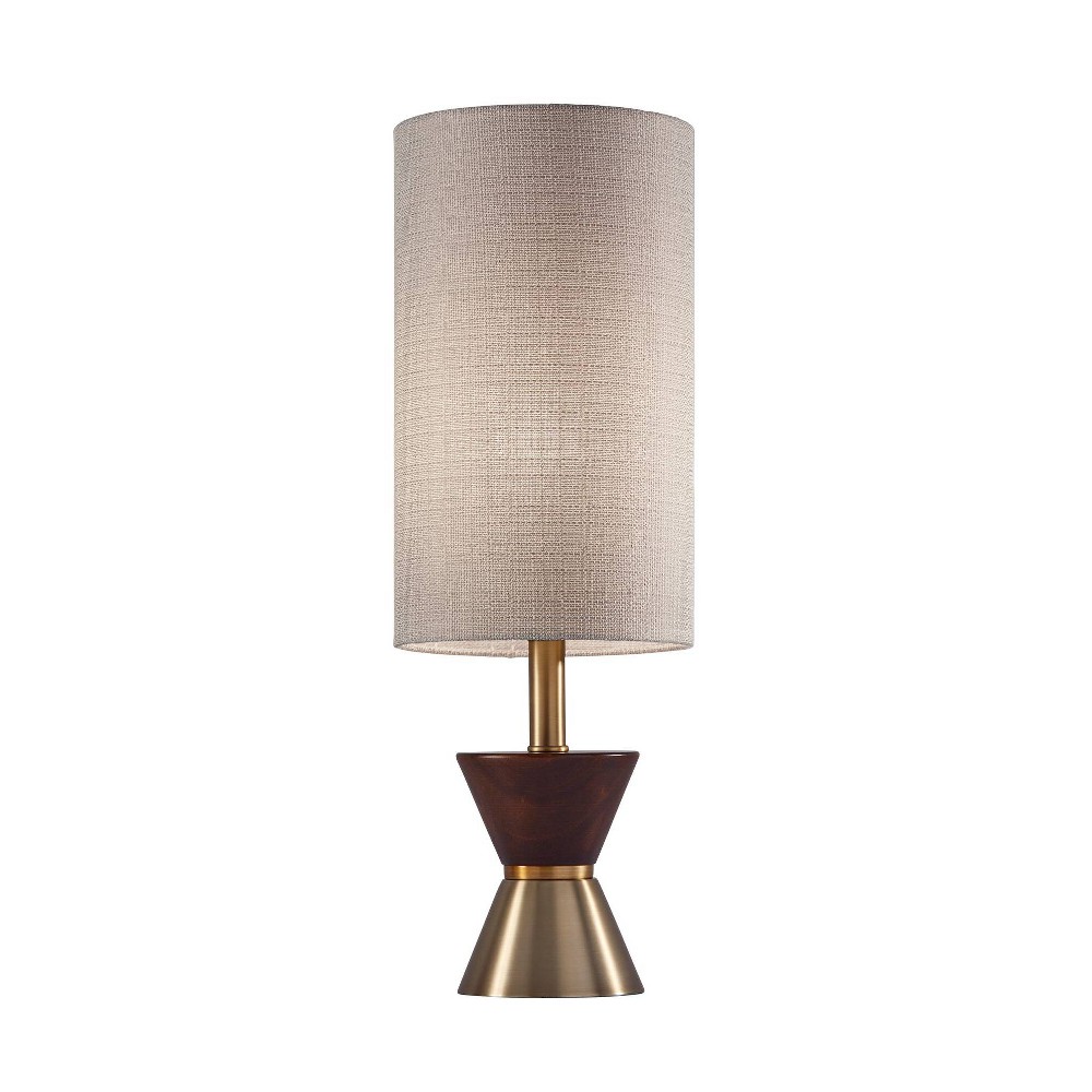 Photos - Floodlight / Street Light Adesso 23" Carmen Table Lamp Brass - : Mid-Century Modern, Walnut Wood, Bedside & Living Room 