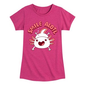 Girls' - Instant Message - Smile Alotl Fitted Short Sleeve Graphic T-Shirt - 1 of 4