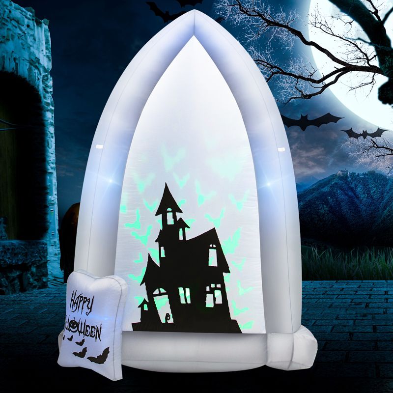 Tangkula 7FT Halloween Inflatable Decoration Outdoor Blow Up Tombstone w/ Waterproof Air Blower Built-in LED Lights, 3 of 11