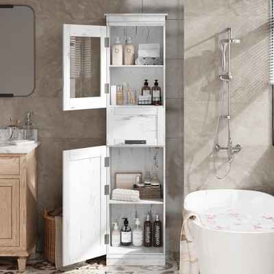 Whizmax Tall Bathroom Cabinet with Doors - Freestanding Storage Shelf for Laundry, Kitchen, Living Room, Adjustable Shelves, Small Space