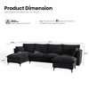 XIZZI 4-Piece Chenille Sofa Set with Large Chaise & Ottoman - Modern Sectional Sofa in White/Beige/Gray/Black, with Round/Square/Sloped Armrest - 2 of 4