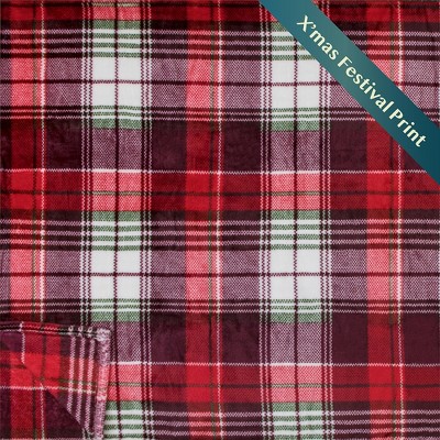 Holiday Plaid Red Fleece Christmas Throw Blanket
