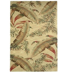 HomeRoots 8' X 10' Brown Green And Red Wool Tropical Botanical Hand Tufted Area Rug - 1 of 4