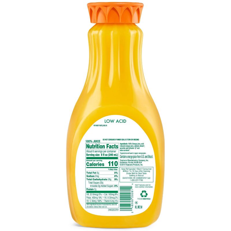 Tropicana Pure Premium No Pulp Low Acid Orange Juice - 52 fl oz, 2 of 4