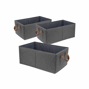 Aoibox Large Capacity Foldable Closet Organizer Bins Sturdy Fabric Storage Boxes for Clothes Toys Books 3 Pack - 1 of 4