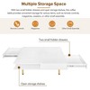 Lirago Modern High Gloss Coffee Table with 4 Golden Legs and 2 Hidden Drawers 2 Tier Square Living Room Center Table White - 3 of 4