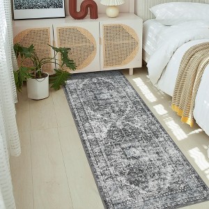 coucheta Washable Area Rug, Vintage Distressed Hallway Floor Carpet, Non-Slip Non-Shedding Soft Bedside Rug, Low Pile Foldable Print Rug - 1 of 4