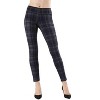 Memoi Women's Geo Plaid Shaping Leggings Navy S-M - 2 of 4