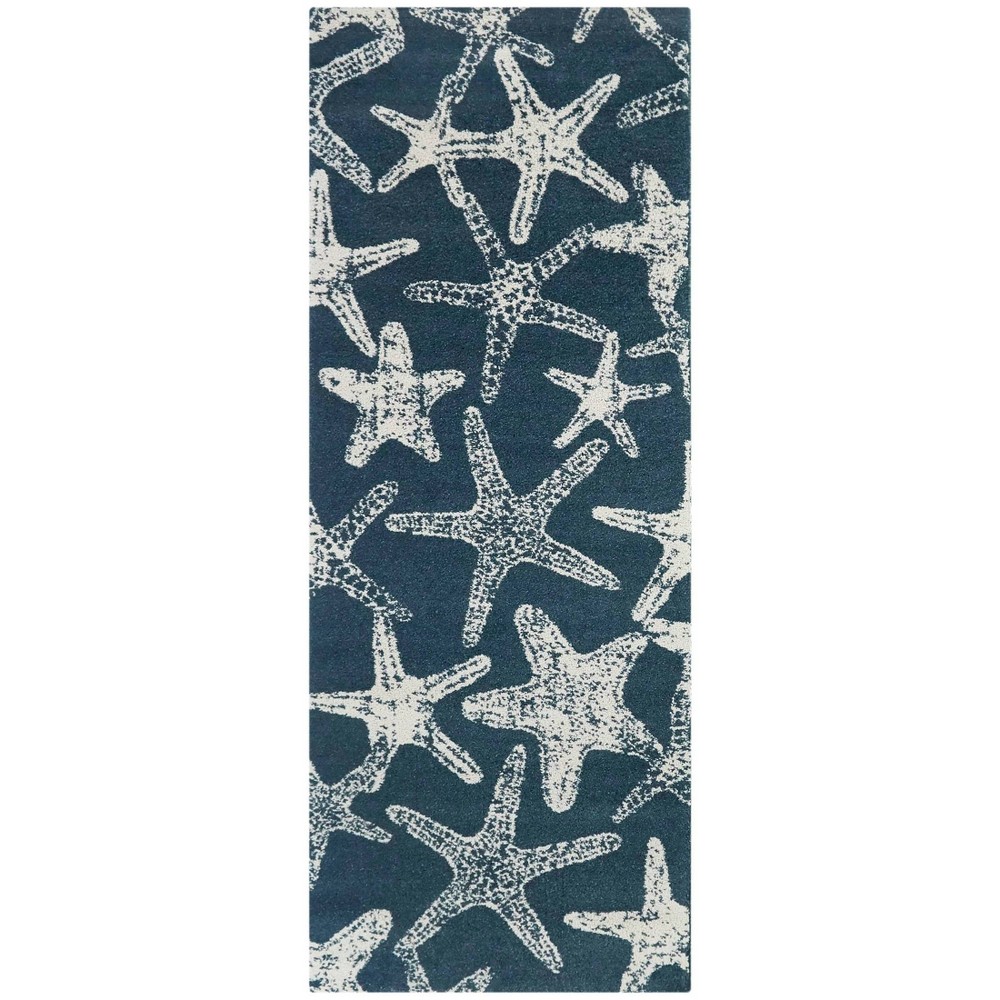 Photos - Doormat 2'7"x7' Leyton Coastal Animal Print Rug Blue/White - Balta Rugs